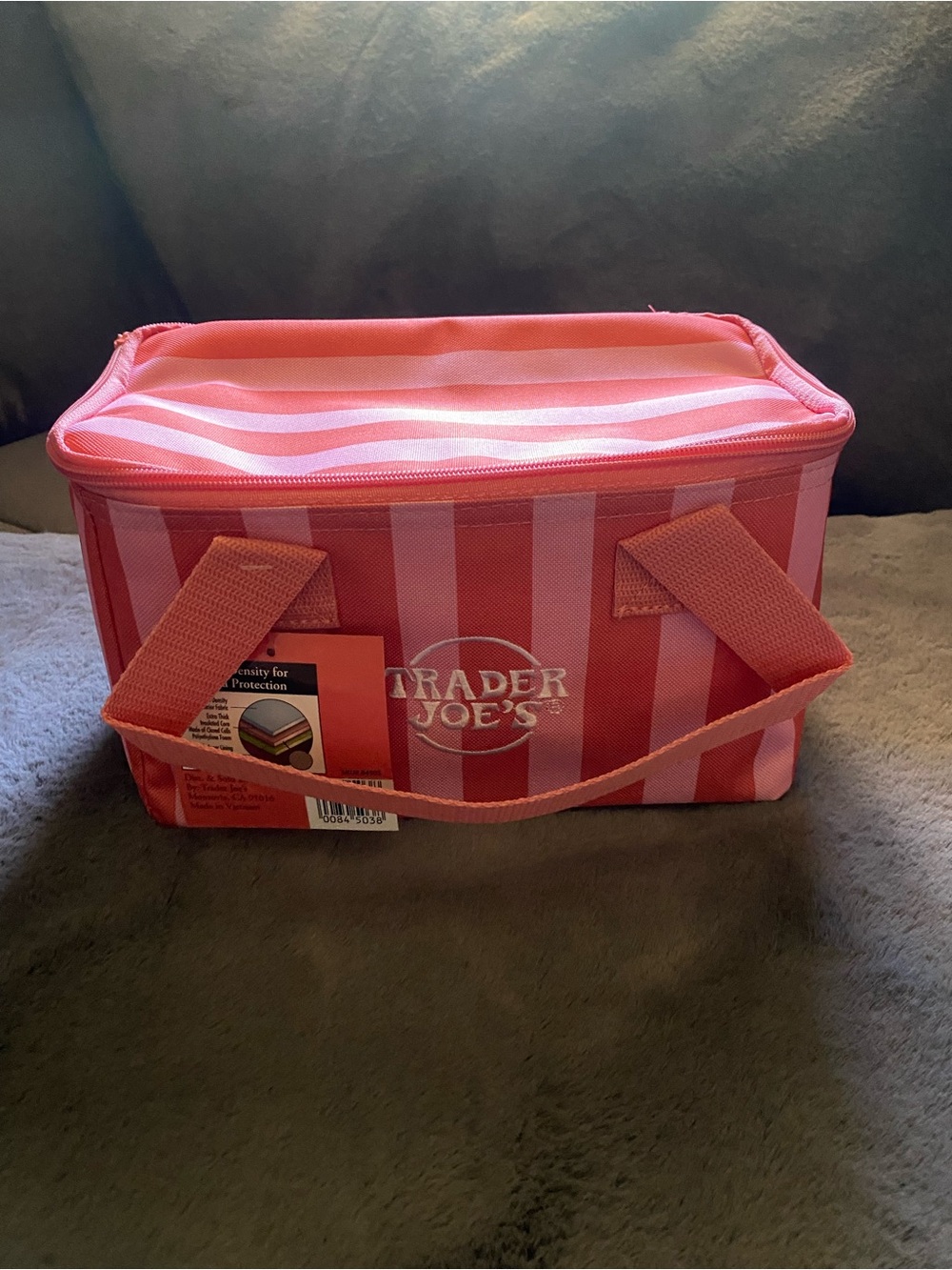 Trader Joe's Pink Stripe Insulated Lunch Cooler Bag